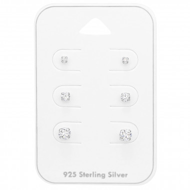 Round 2Mm, 3Mm, 4mm - 925 Sterling Silver Stud Earring Sets  SD47793