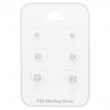Round 2Mm, 3Mm, 4mm - 925 Sterling Silver Stud Earring Sets  SD47793