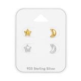 Star & Moon - 925 Sterling Silver Stud Earring Sets  SD49747