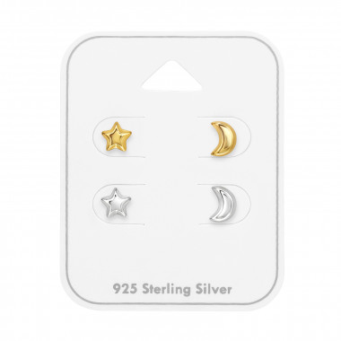 Star & Moon - 925 Sterling Silver Stud Earring Sets  SD49747