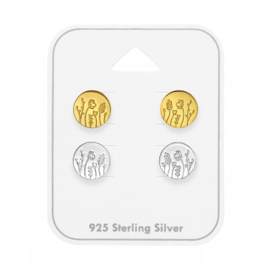 Laser Cut Flower - 925 Sterling Silver Stud Earring Sets  SD49750