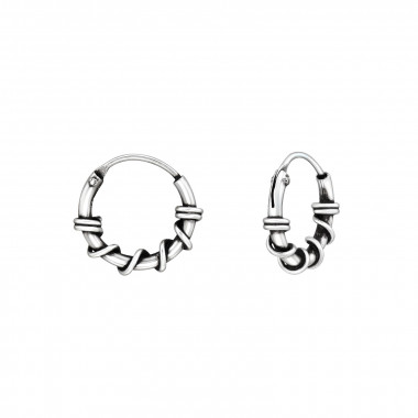 10mm Rope - 925 Sterling Silver Bali Hoops SD22298