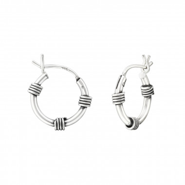 12mm - 925 Sterling Silver Bali Hoops SD37301