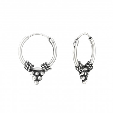 12mm - 925 Sterling Silver Bali Hoops SD37304