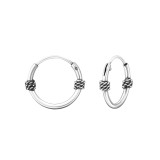 12mm - 925 Sterling Silver Bali Hoops SD38037