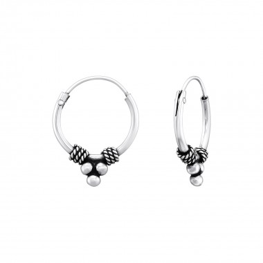 12mm - 925 Sterling Silver Bali Hoops SD39971