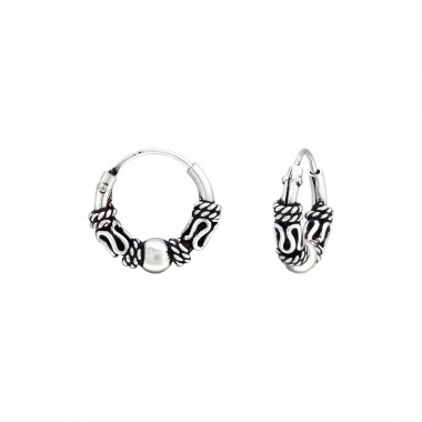 10mm - 925 Sterling Silver Bali Hoops SD40451