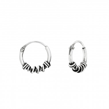 10mm - 925 Sterling Silver Bali Hoops SD46198