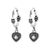 Heart - 925 Sterling Silver Bali Hoops SD48027