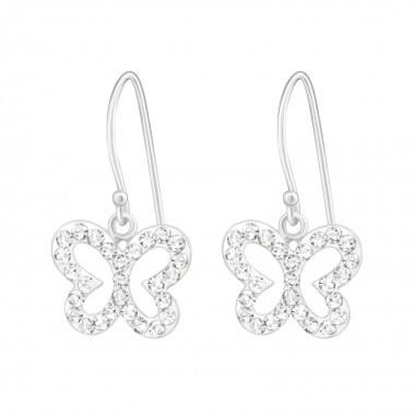 Butterfly - 925 Sterling Silver Earrings with Crystal SD14407