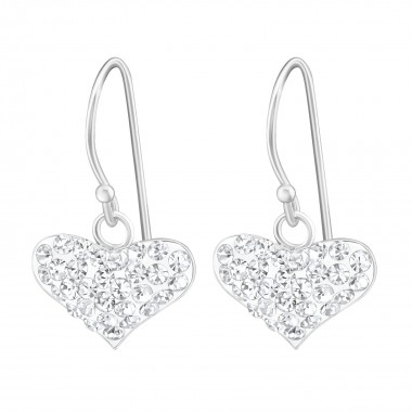 Heart - 925 Sterling Silver Earrings with Crystal SD14410