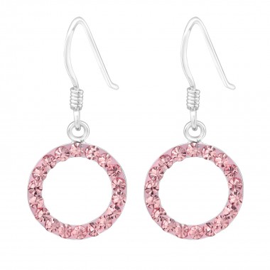 Round - 925 Sterling Silver Earrings with Crystal SD15412
