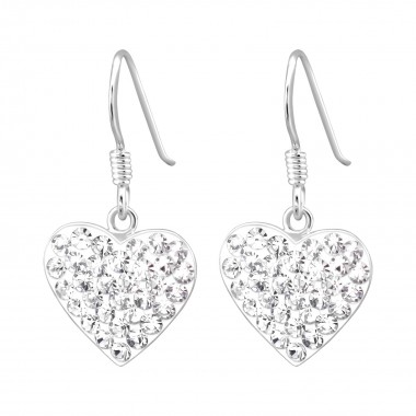Heart - 925 Sterling Silver Earrings with Crystal SD15413