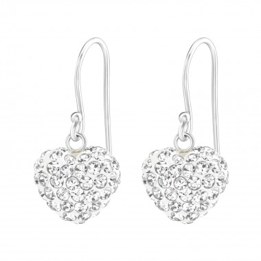 Heart - 925 Sterling Silver Earrings with Crystal SD15582