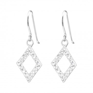 Diamond Shape - 925 Sterling Silver Earrings with Crystal SD15863