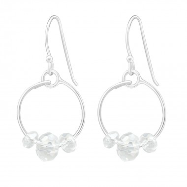 Round - 925 Sterling Silver Earrings with Crystal SD16978