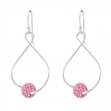 Twist with Crystal Ball - 925 Sterling Silver Earrings with Crystal SD17442