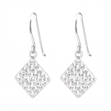 Square - 925 Sterling Silver Earrings with Crystal SD18916