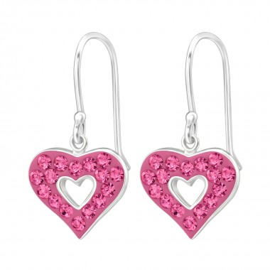 Heart - 925 Sterling Silver Earrings with Crystal SD18985