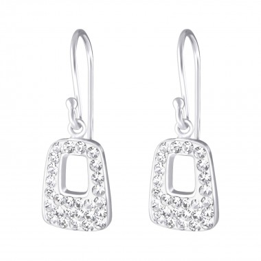 Rectangle - 925 Sterling Silver Earrings with Crystal SD18990