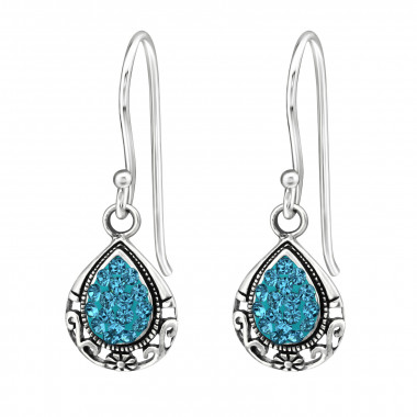 Tear Drop - 925 Sterling Silver Earrings with Crystal SD24399