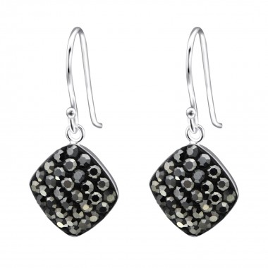 Square - 925 Sterling Silver Earrings with Crystal SD27293