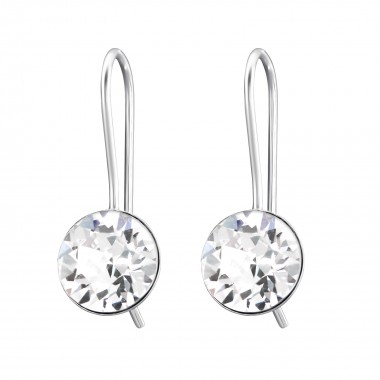 Round - 925 Sterling Silver Earrings with Crystal SD27780