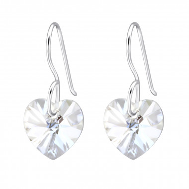 Heart - 925 Sterling Silver Earrings with Crystal SD27941