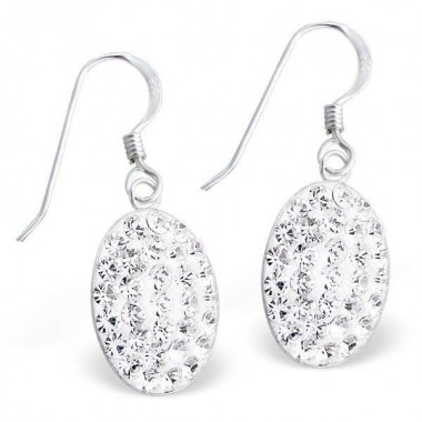 Oval - 925 Sterling Silver Earrings with Crystal SD2836