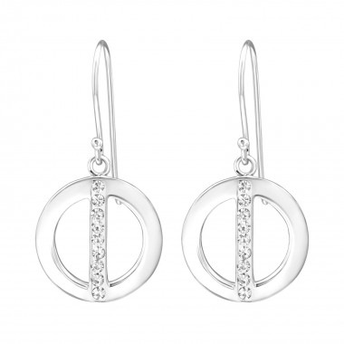 Circle - 925 Sterling Silver Earrings with Crystal SD34643