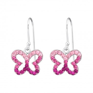 Butterfly - 925 Sterling Silver Earrings with Crystal SD35058