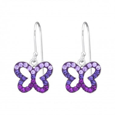 Butterfly - 925 Sterling Silver Earrings with Crystal SD35059