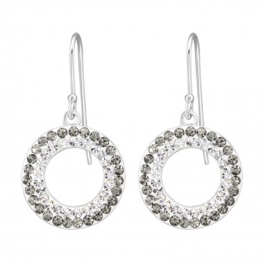 Circle - 925 Sterling Silver Earrings with Crystal SD36546