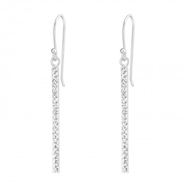 Bar - 925 Sterling Silver Earrings with Crystal SD36658