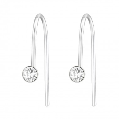 Round - 925 Sterling Silver Earrings with Crystal SD37265