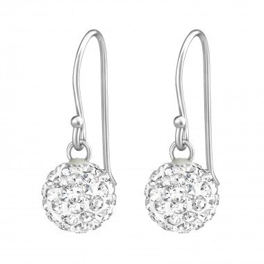 Round - 925 Sterling Silver Earrings with Crystal SD37535