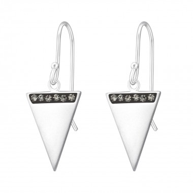 Triangle - 925 Sterling Silver Earrings with Crystal SD37596