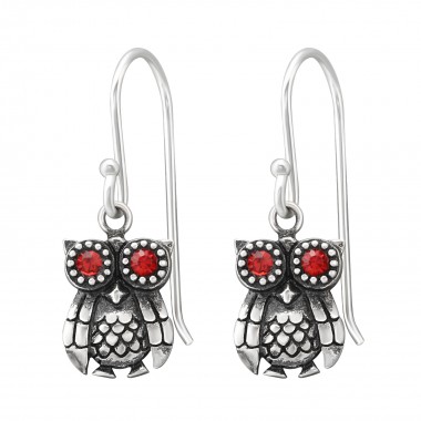 Owl - 925 Sterling Silver Earrings with Crystal SD37800