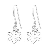 Snowflake - 925 Sterling Silver Earrings with Crystal SD40009