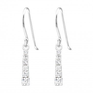 Bar - 925 Sterling Silver Earrings with Crystal SD40016