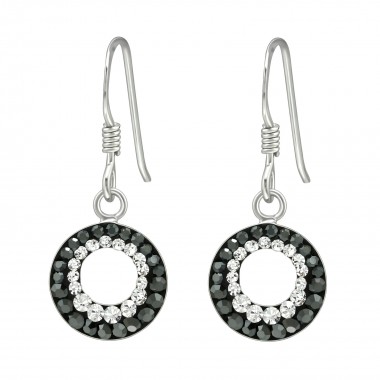 Round - 925 Sterling Silver Earrings with Crystal SD41038