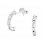 Half Hoop - 925 Sterling Silver Earrings with Crystal SD41793