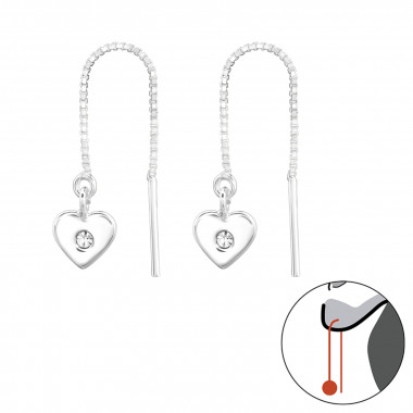 Heart - 925 Sterling Silver Earrings with Crystal SD44266