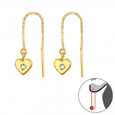 Heart - 925 Sterling Silver Earrings with Crystal SD44267