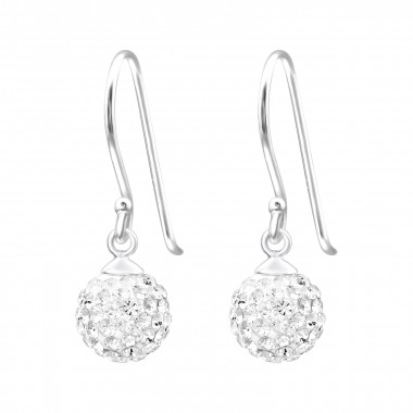 8mm Round - 925 Sterling Silver Earrings with Crystal SD44282
