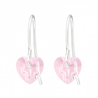 Hearts - 925 Sterling Silver Earrings with Crystal SD45883