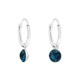 Hanging Round - 925 Sterling Silver Earrings with Crystal SD46088