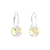 Octagon - 925 Sterling Silver Earrings with Crystal SD46681