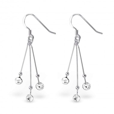 Hanging Circles - 925 Sterling Silver Earrings with Crystal SD4672