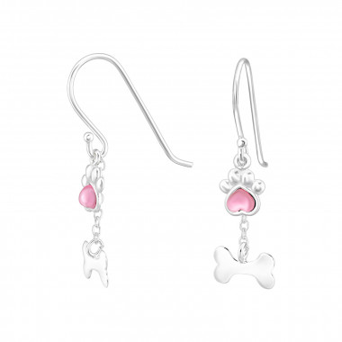 Paw And Bone - 925 Sterling Silver Earrings with Crystal SD47069